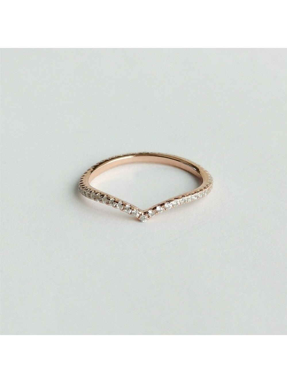 Wishbone Eternity band ring in White Sapphire Rose Gold on Sterling Silver